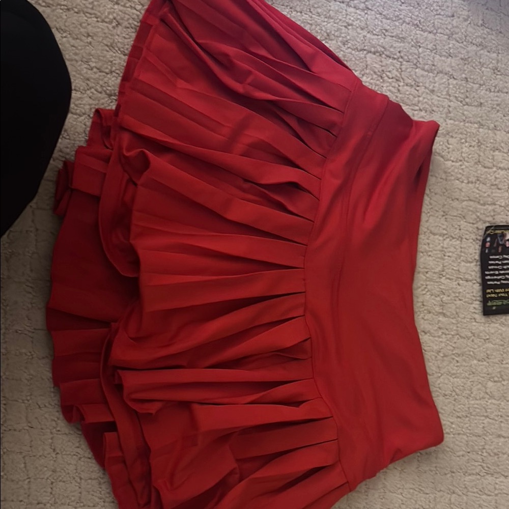 Vibrant Red Pleated Skirt